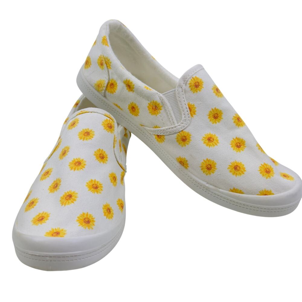 Isaac Mizrahi Lightweight Canvas Slip On Sunflower Print Sneakers Women's Size 7